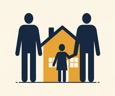 Familia frente a su hogar